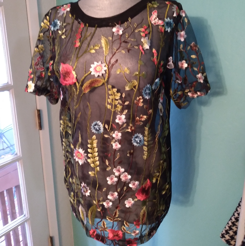 Timing Sheer Embroidered Top